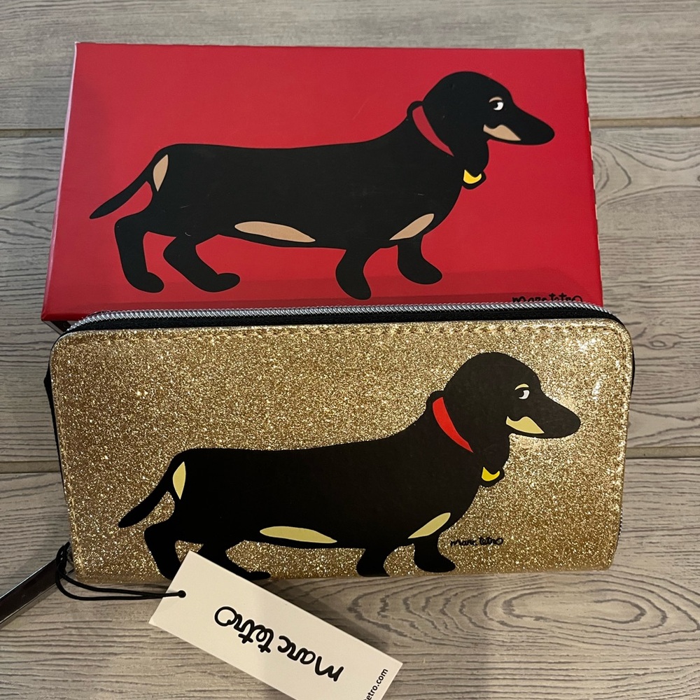 Marc Tetro Gold Glitter Dachshund Wallet